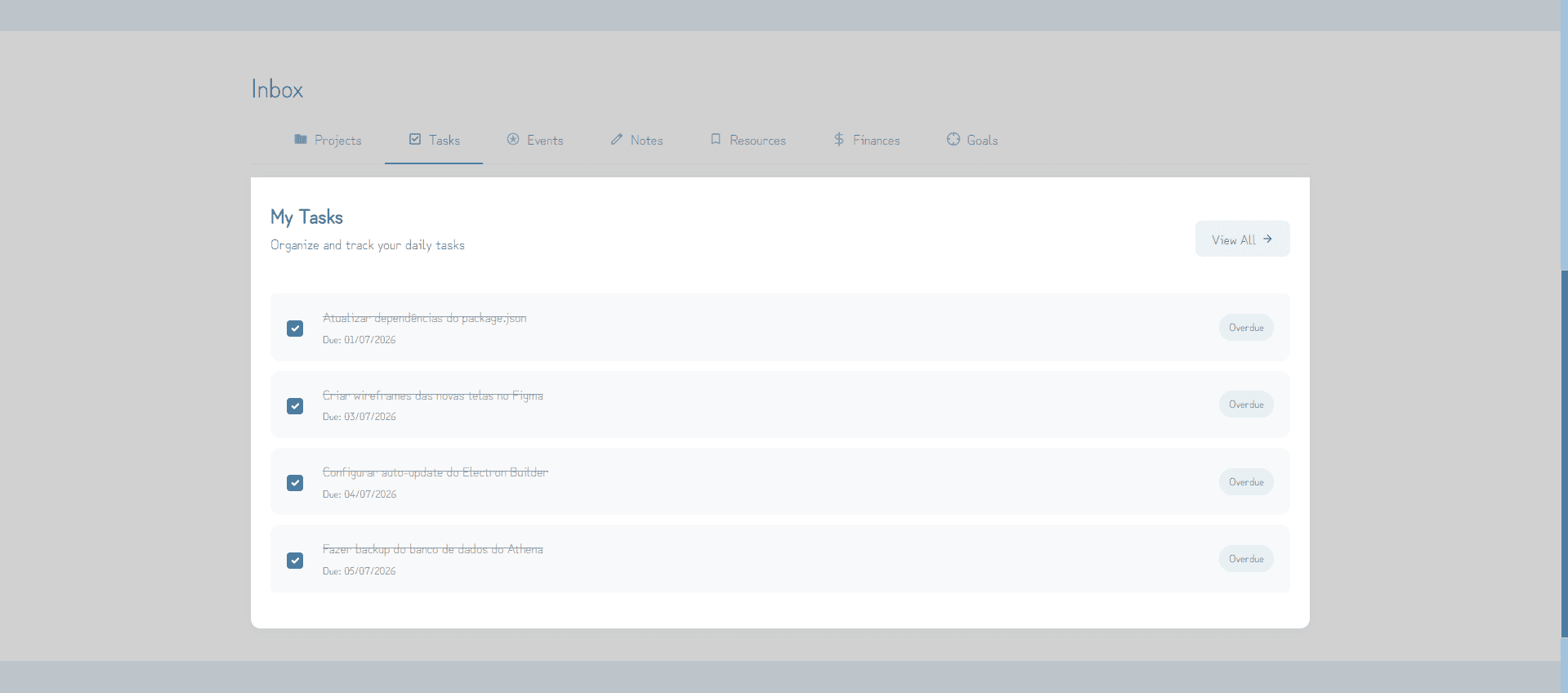 Inbox: tasks