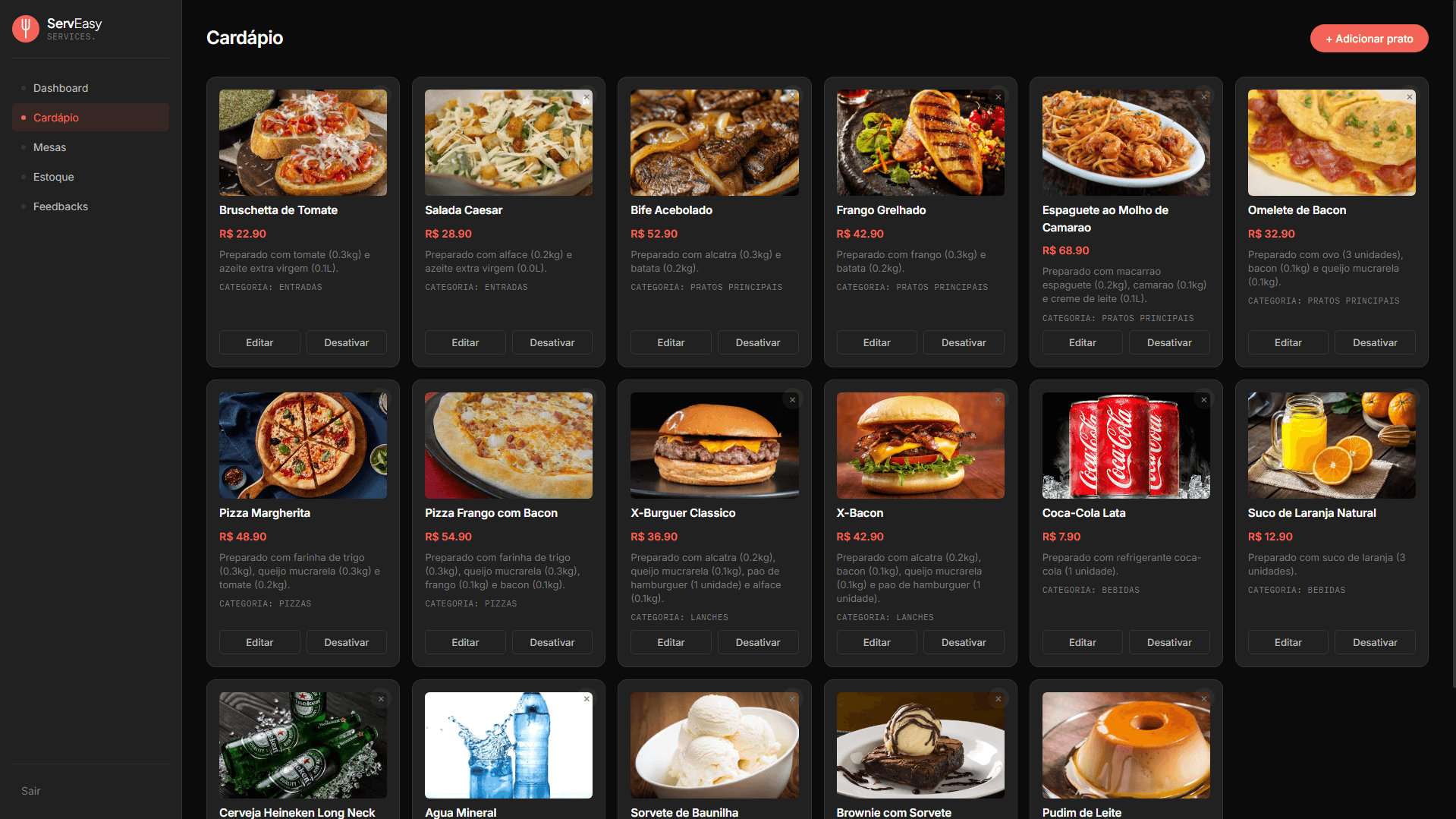 Admin: menu management